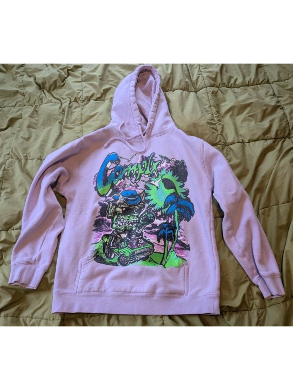 Complx Sweatshirt Adult Size Small Hoodie Lavender Purple Streetwear Car Palms